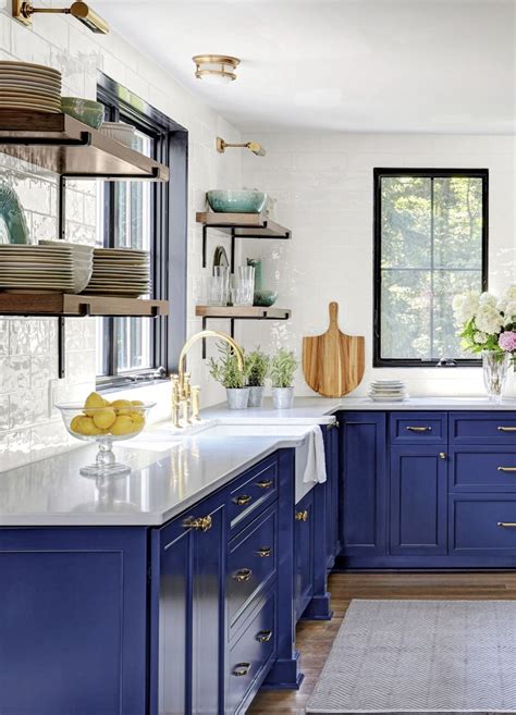 pictures of kitchens with steel blue cabinets|blue kitchen interior design.